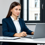 Home 4 공구의 내구성 테스트 방법 - ** A professional businesswoman in a stylish, modest business suit (dark skirt, light-colored blouse...